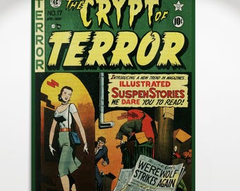 The Crypt of Terror Comic Art Print – Vintage Werewolf Suspense Poster (A3 & A4)