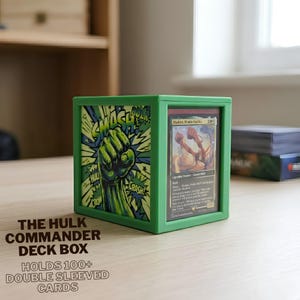 Hulk MTG Deck Box | 3D Printed Magnetic Commander Card Box | Holds 100+ Double Sleeved Cards | Marvel Avengers Gift for Magic the Gathering