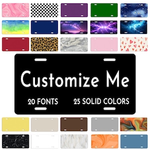 Custom Aluminum License Plate, Personalized Vanity Plate 6" x 12" (Text / Logo)