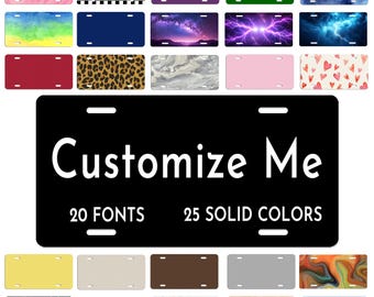 Custom Aluminum License Plate, Personalized Vanity Plate 6" x 12" (Text / Logo)