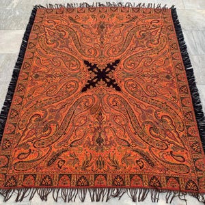 Chal vintage, chal de moda para mujer, bufanda de pura lana (1,2 x 1,5 m).