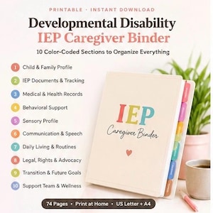 Developmental Disabilities IEP Binder Printable |Special Education Organizer |Autism Caregiver Planner |Medical Behavior Sensory Tracker PDF