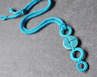 Unique ceramic necklace / Turquoise ceramic pendant / Modern Geometric necklace / Ceramic jewelry by Aliquid