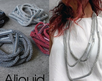 Grey Modern Necklace / Knit necklace / Multistrand necklace / Wrap necklace / Urban Necklace / Modern textile jewelry