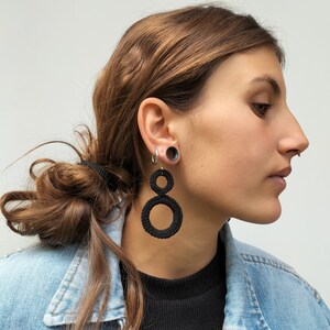Fiber circle earrings, Modern earrings, Geometric earrings, Circle hoop earrings, Light weight earrings image 7