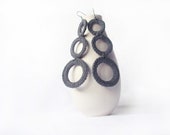 Grey Geometric Crochet Earrings / Dangle Hoop Earrings / Handmade Fashion Jewelry / Dark Cloud Grey / Modern crochet earrings / Gift ideas