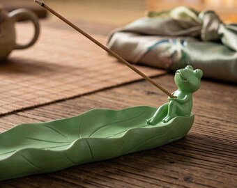 Frog Incense Holder, Leaf Incense Burner