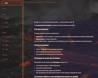 OpenClaw vulkanisk instrumentpaneltema | Anpassat ClawdBot-gränssnitt | Animerade röda och orange lavakanter | 4K vulkanisk bakgrund ingår