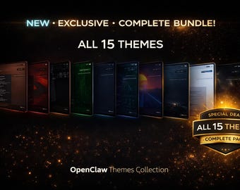 Komplett paket med 15 teman och instrumentpaneler för OpenClaw ClawdBot | Premium AI Agent Interface Collection | 15 4K-bakgrundsbilder ingår | Lanseringserbjudande