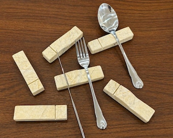 Cutlery Holder Rest Natural Stone Set of 6 Pieces, Knife Fork Spoon Rest, Chopsticks Holder, Kitchen Utensil Holder, Restaurant Table Decor