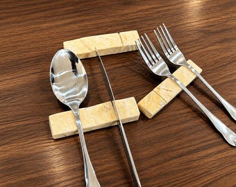 Cutlery Set Natural Stone, Cutlery Holder Rest, Knife Fork Spoon Rest, Kitchen Utensil Holder, Chopstick Holder, Restaurant Decor