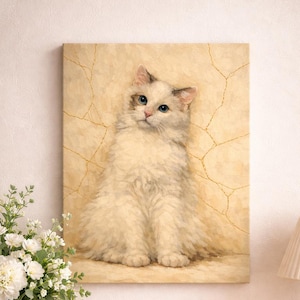 Custom Pet Portrait Canvas, Personalized Dog or Cat Portrait, Kintsugi Inspired Pet Art, Custom Canvas Print from Photo, Pet Memorial Gift