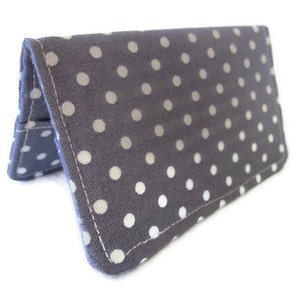 Card Holder, mini pocket wallet, grey, polka dots image 4