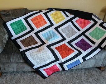 Lap Quilt, Couch quilt, Couch blanket, Lap blanket, quilt, rainbow, polka dots, steps