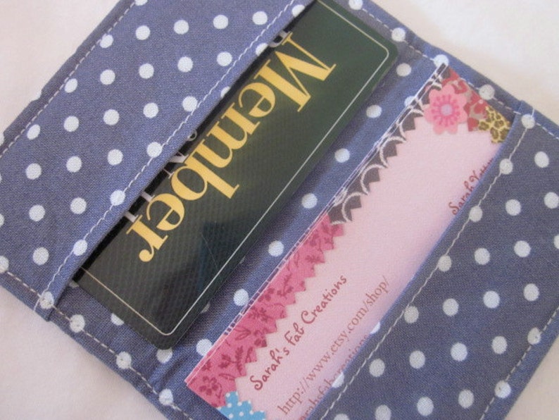 Card Holder, mini pocket wallet, grey, polka dots image 2