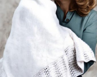 Vintage Baby Shawl Knitting Pattern PDF – Lace Christening Blanket, Heirloom Baby Wrap, Baptism Knit, Digital Download