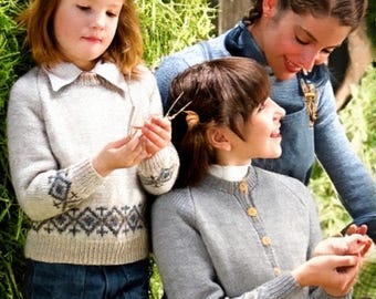 Vintage Children's Fair Isle Sweater Cardigan Knitting Pattern – Nordic Yoke PDF (Digital Download)