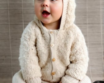 Vintage Baby Jacket, Legginettes and Mittens Knitting Pattern PDF - Hooded 3 Piece Set, Cozy Infant Outfit, Instant Download