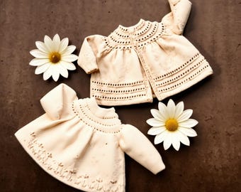 Vintage Baby Angel Top Knitting Pattern – Lace Yoke Heirloom Cardigan (PDF Download)