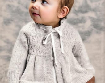 Vintage 1980s Baby Smocked Matinee Coat Knitting Pattern PDF Lace Yoke A-Line Jacket Newborn Heirloom Baby Shower Gift Instant Download
