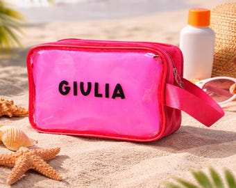 Borsa da spiaggia in PVC impermeabile personalizzata: organizer per cosmetici, creme solari, costumi