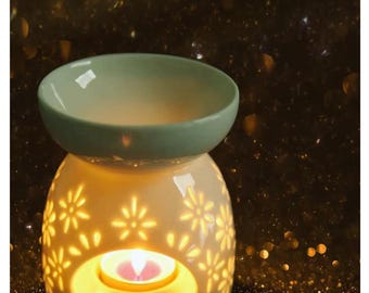 Quemador de cera de cerámica, calentador de aceites de aromaterapia, decoración acogedora para el hogar con fragancias.