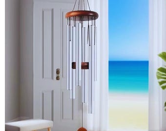 Vindspel för trädgården – Trähängande vindspel med metallrör, uteplatsdekor