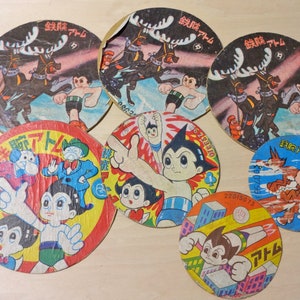 7pc Japanese vintage MENKO paper card game pieces ASTRO BOY