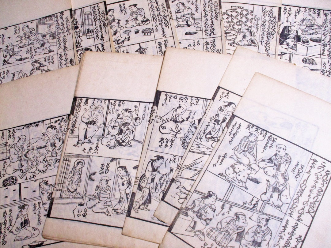 1900年代 5アンティーク 和紙木版画 浮世絵イラスト集 紙製エフェメラ