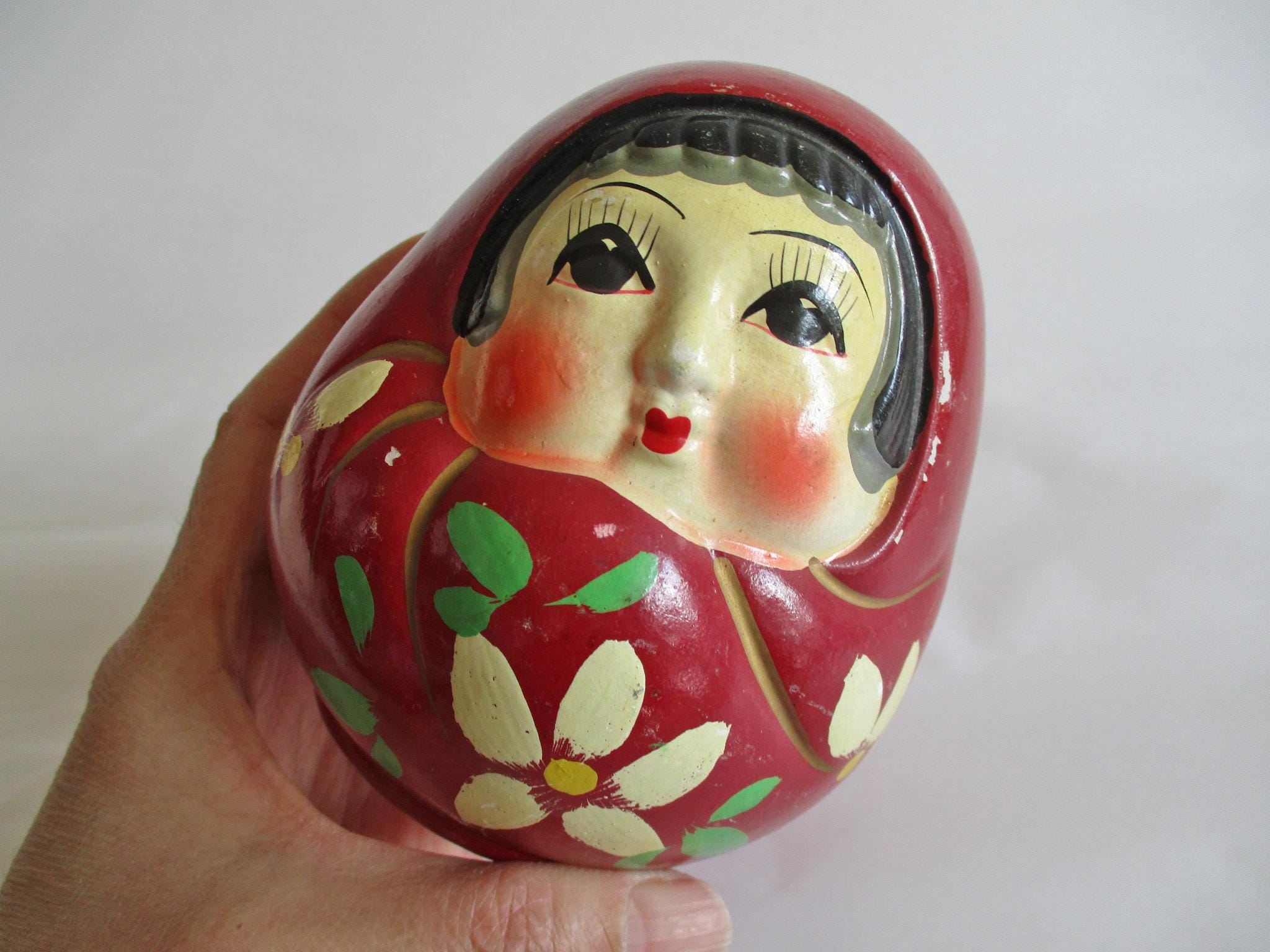 アンティークレッド日本製ダルマ人形陶器貯金箱 - Etsy 日本