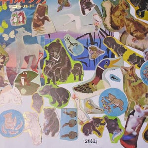 Anos 1950, 37 animais japoneses vintage, coelhos, ursos, recortes de papel, pacote de sucata de itens efêmeros, 25621