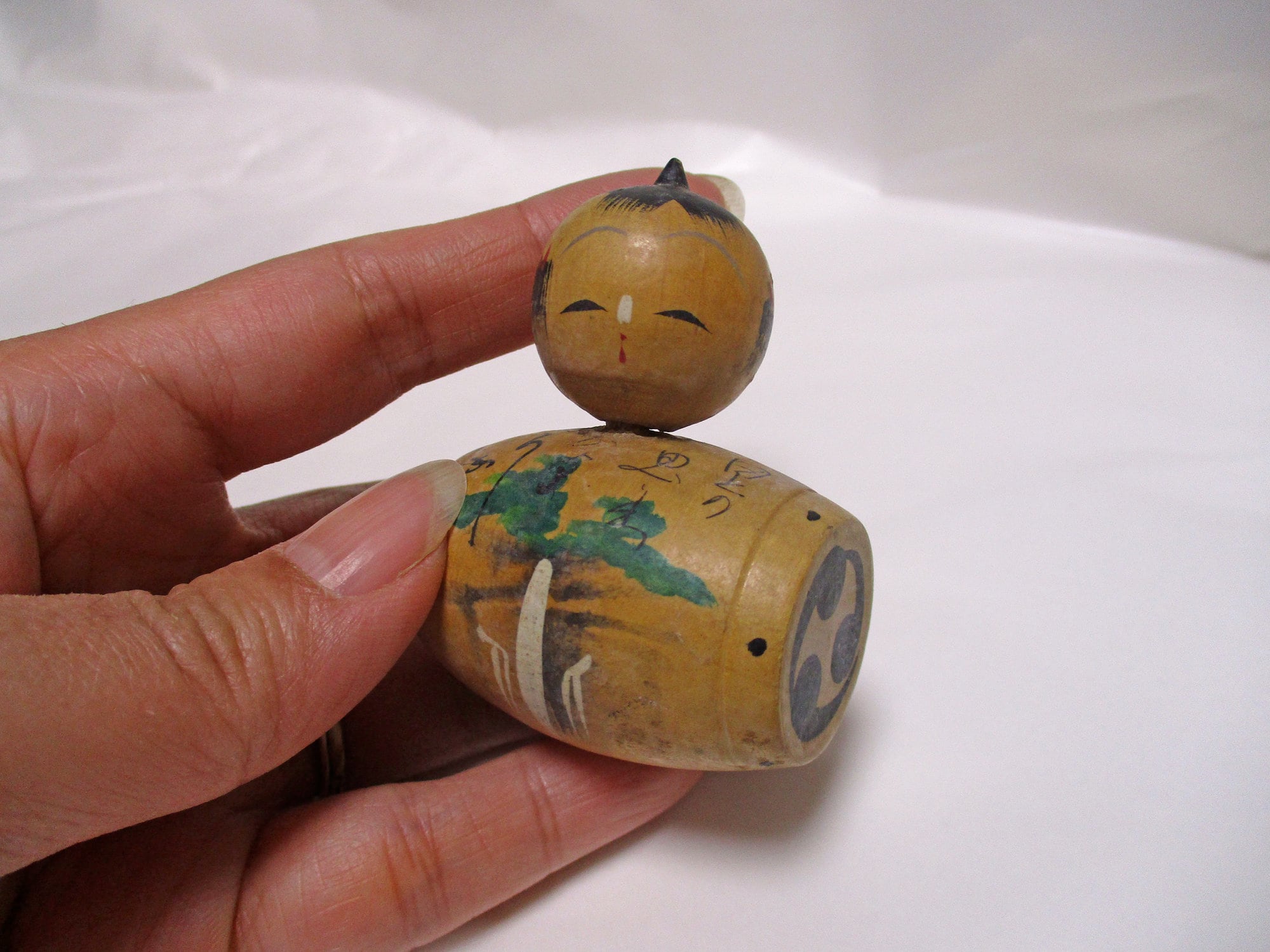 木製こけし人形 こけし人形、日本の木製人形、ヴィンテージ木製人形、幸せの人形