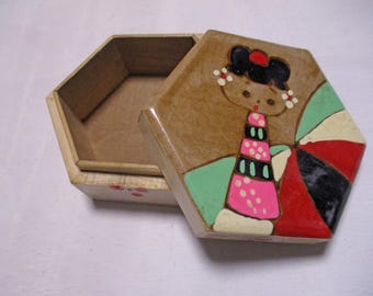 3.5 インチ ヴィンテージ 日本の伝統的な木製こけし人形 1927 年