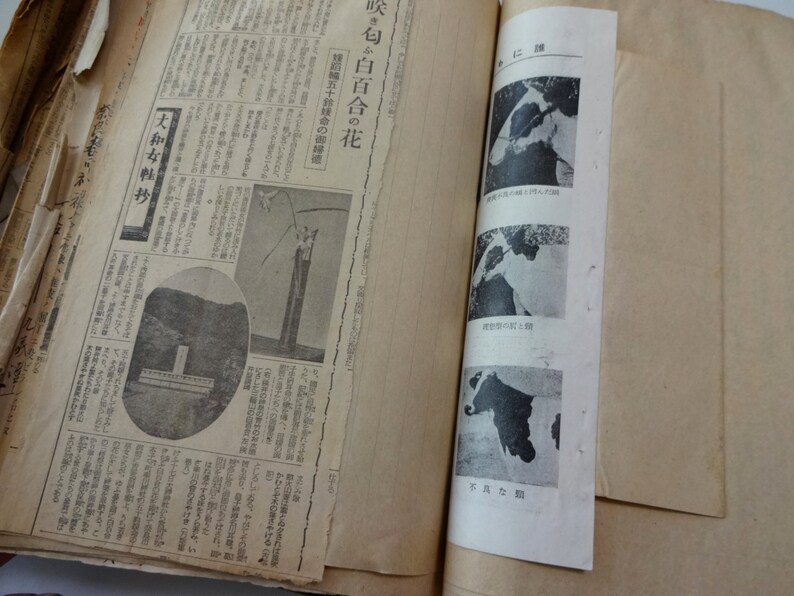 40s Japanese Vintage newspaper hand written Scrapbook