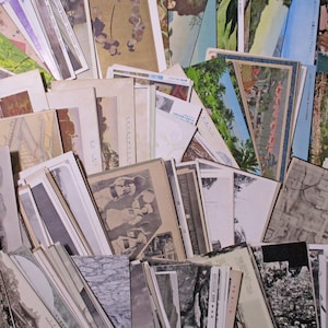 Set von 50 1900 - 1960er Vintage japanische Farbe schwarz weiß Postkarten Collage Papier Ephemera Zufällige Sorte Pack