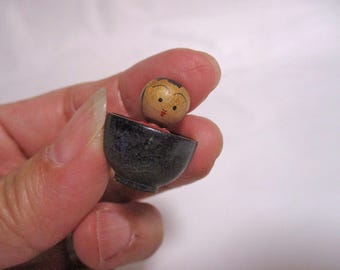 0.9inch Vintage Japanese Wooden KOKESHI Doll 2312