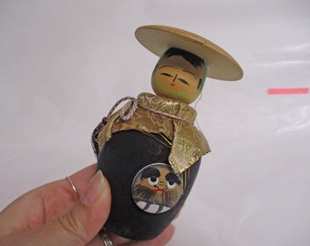 3.5 インチ ヴィンテージ 日本の伝統的な木製こけし人形 1927 年