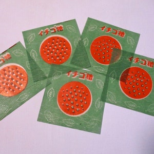 60er Jahre Konvolut von 5 Vintage japanischen Erdbeer Candy Wachspapieren