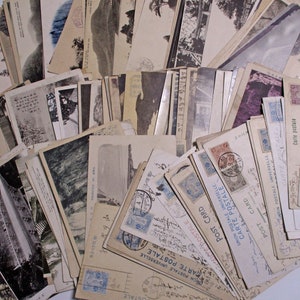 Lot de 10 cartes postales japonaises vintage noir et blanc pour collage, éphémères d'occasion, 24022