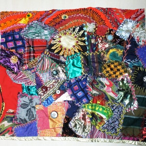 Vintage Crazy Quilt Block Cut out Scrap A