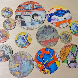 13pc piezas de juego de cartas de papel MENKO vintage japonesas Tetsujin 28-go set A