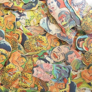Paquete de 10 piezas de efímeras surtidas al azar del juego de cartas de papel MENKO vintage japonés