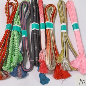 Set of 8 Vintage Silk KUMIHIMO OBIJIME Woven belt