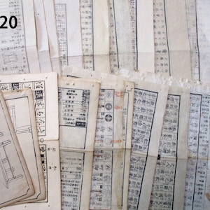 Jaren 1900 50+ pagina's antieke Japanse JUNK WASHI SMALL boekpagina's Papier Ephemera geassorteerd Pack P720