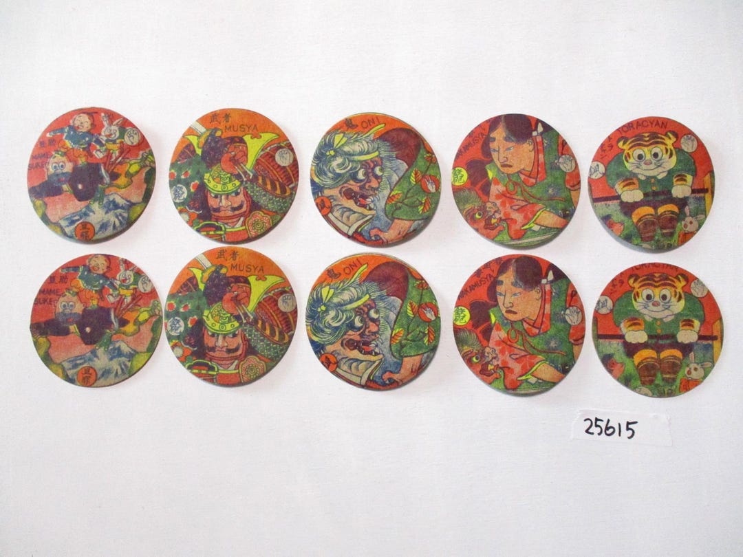 10pc Japanese Vintage MENKO Paper Card Game Piece - Etsy