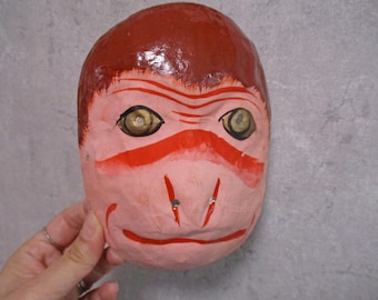 Vintage Japanese Mingei &quot;Monkey&quot; Paper mache MASK Wall deco
