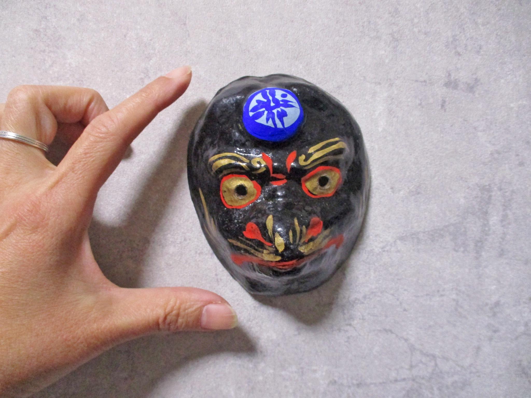 Vintage Japanese Mingei miniature "KARASU TENGU" Paper mache MASK Wall deco