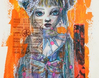 Original Small Mixed media Painting Drawing
