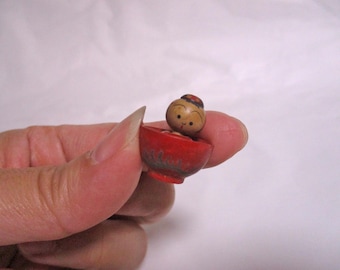 0.8inch Vintage Japanese Wooden KOKESHI Doll 2311