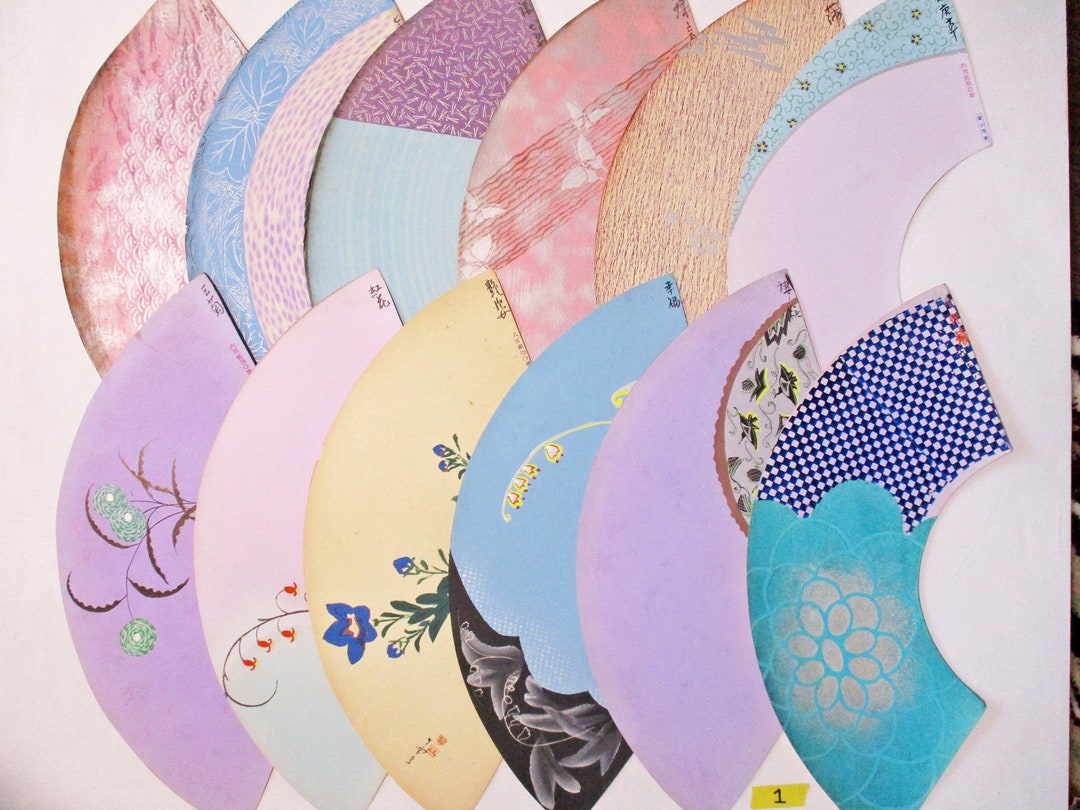 You Choose 12 Vintage Japanese Fan Sensu Sampler Handpainted Woodblock ...